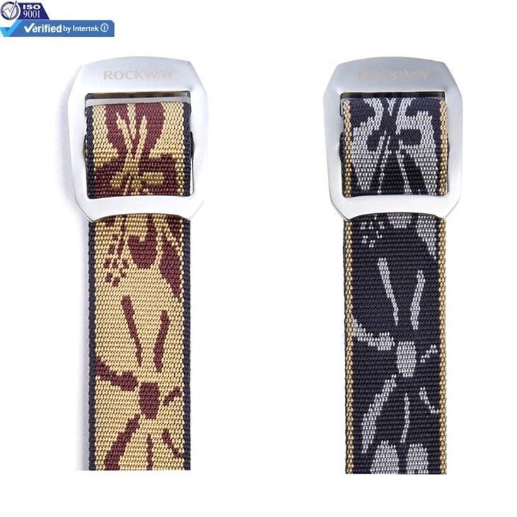 Red Flower Pattern Reversible Nylon Belt